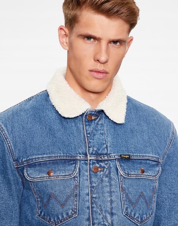 Wrangler 124MJ SHERPA Wranch ISOLERET KATANA JAKKE DENIM ON BEAR M