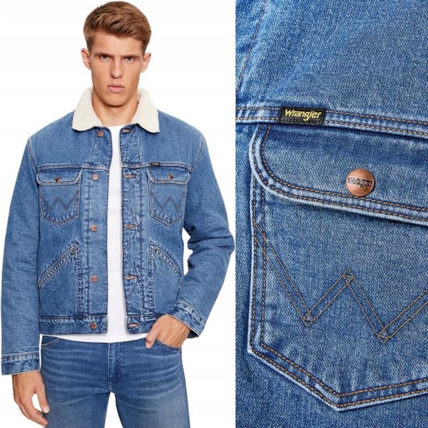 Wrangler 124MJ SHERPA Wranch ISOLERET KATANA JAKKE DENIM ON BEAR M
