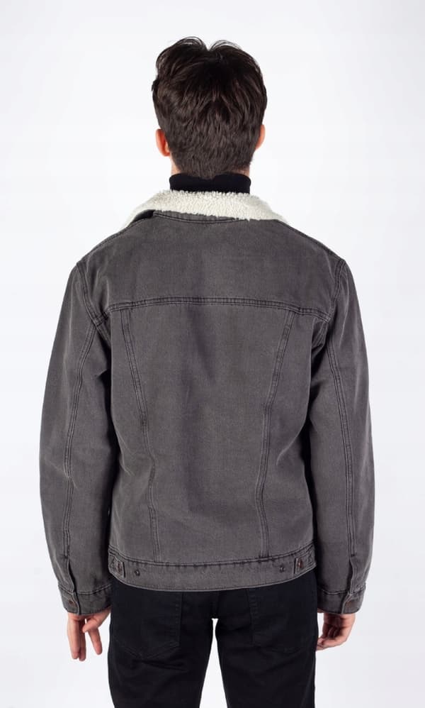 Wrangler Sherpajakke Jet Wash ISOLERET GRÅ JAKKE JEANS REGULAR M
