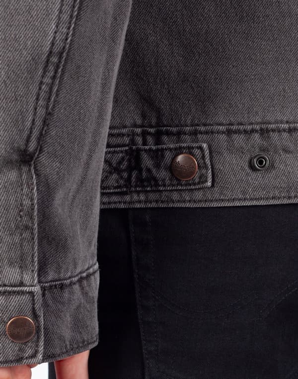 Wrangler Sherpajakke Jet Wash ISOLERET GRÅ JAKKE JEANS REGULAR M