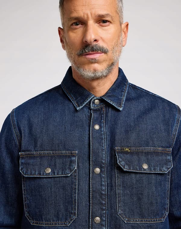 Lee 101 OVERSHIRT Indigo DENIM PREMIUM SKJORTEJAKKE KATANA OVERSIZED M