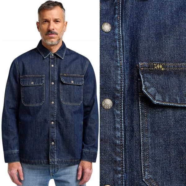 Lee 101 OVERSHIRT Indigo DENIM PREMIUM SKJORTEJAKKE KATANA OVERSIZED M