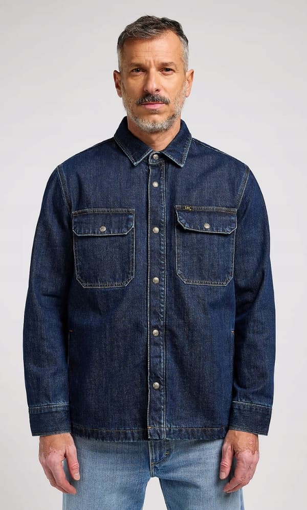 Lee 101 OVERSHIRT Indigo DENIM PREMIUM SKJORTEJAKKE KATANA OVERSIZED S