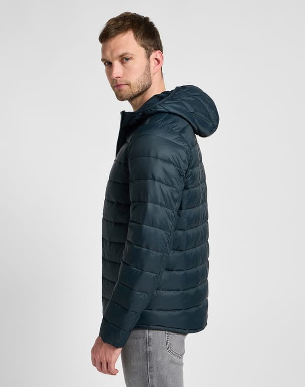 Lee PUFFER JACKA Antracitgrå LÄTT VATTENTÄT DUNJACKA MED HUVA XL