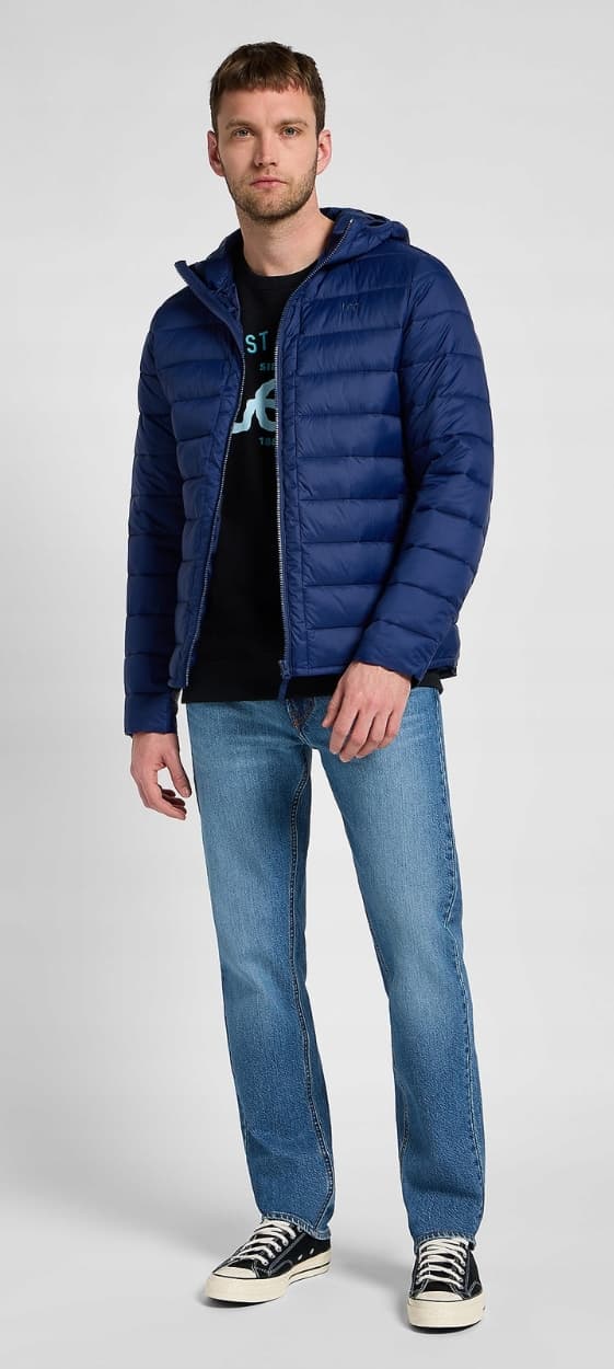 Lee PUFFER JACKA Marinblå LJUSMARINLJUS PUFFER JACKA MED HUVA S
