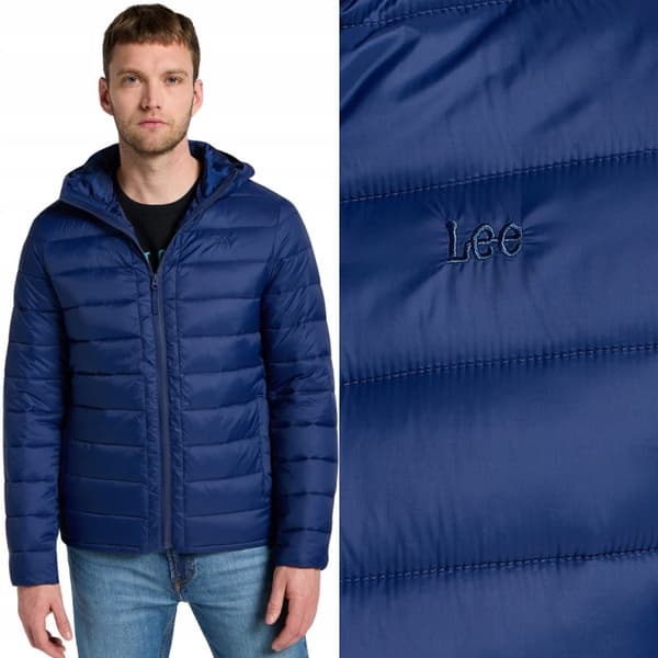 Lee PUFFER JACKA Marinblå LJUSMARINLJUS PUFFER JACKA MED HUVA S