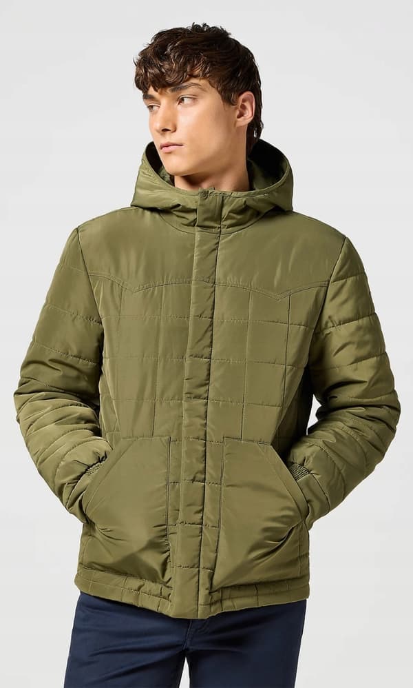 Wrangler TRANSITIONAL PUFFER Ivy Green GRÖN DUNJACKA MED HUVA L