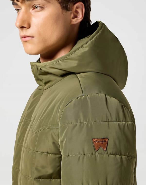 Wrangler TRANSITIONAL PUFFER Ivy Green GRÖN DUNJACKA MED HUVA L