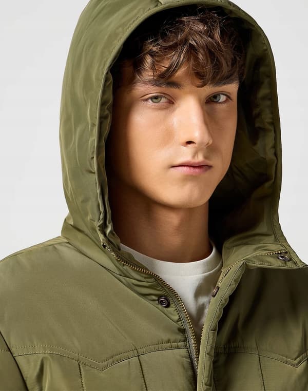 Wrangler TRANSITIONAL PUFFER Ivy Green GRÖN DUNJACKA MED HUVA L