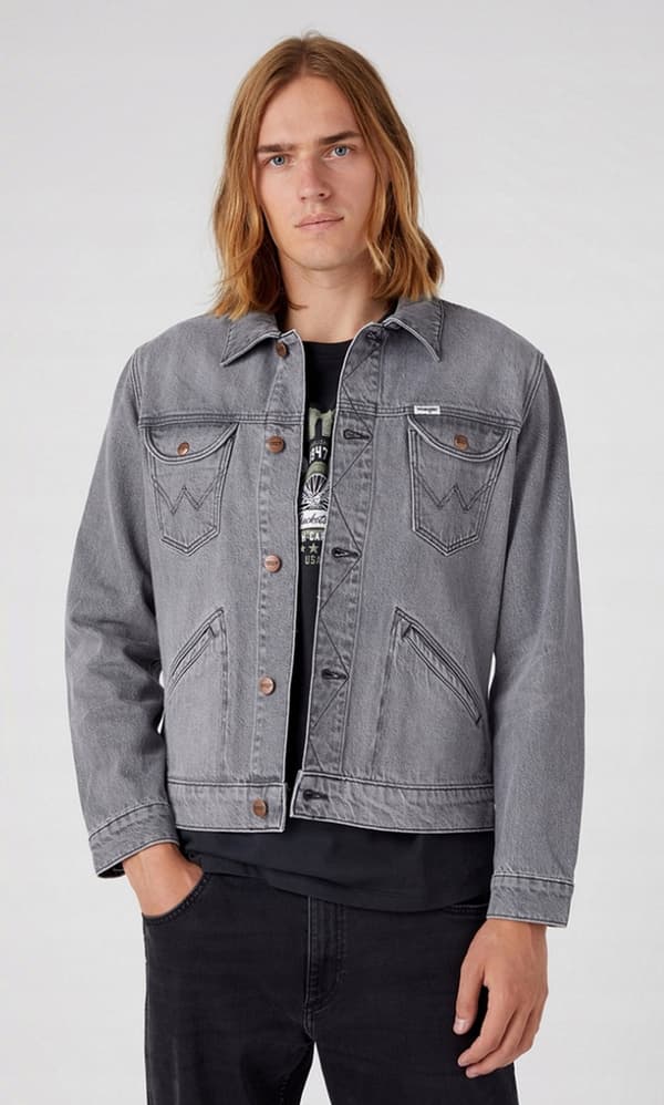 Wrangler ICONS 124MJ JACKA Bright Side GRÅ KATANA JACKA DENIM XXL