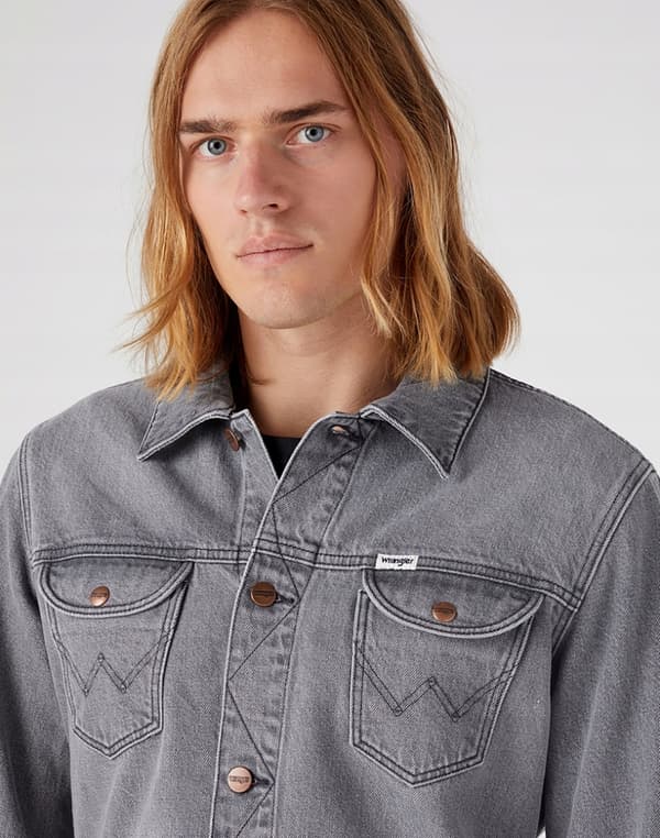 Wrangler ICONS 124MJ JACKA Bright Side GRÅ KATANA JACKA DENIM XXL