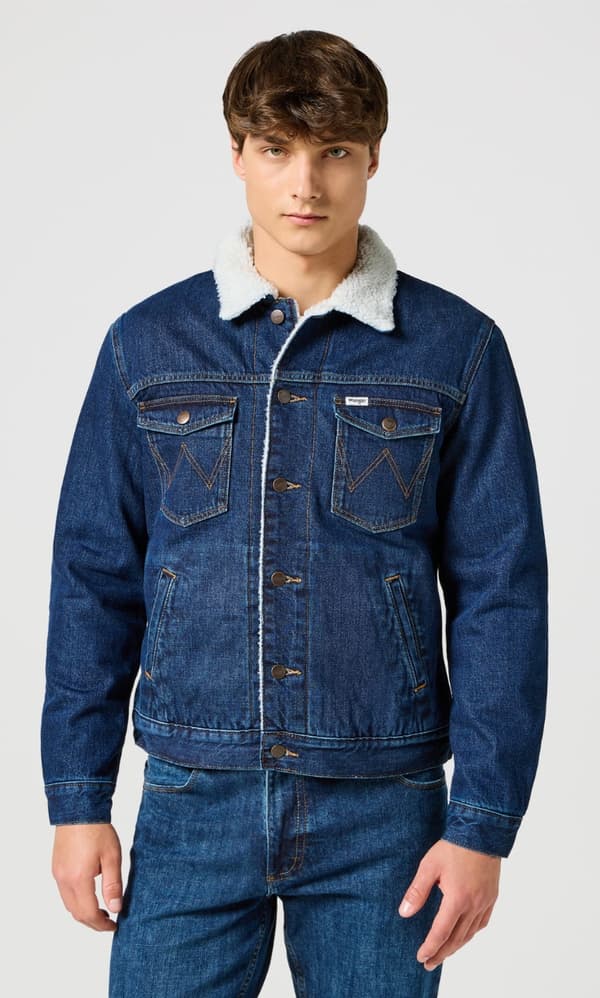 Wrangler Sherpajacka Dark Stone Isolerad Katana Marinblå Denim M