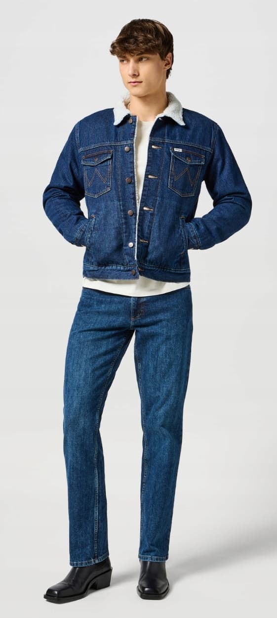 Wrangler Sherpajacka Dark Stone Isolerad Katana Marinblå Denim M