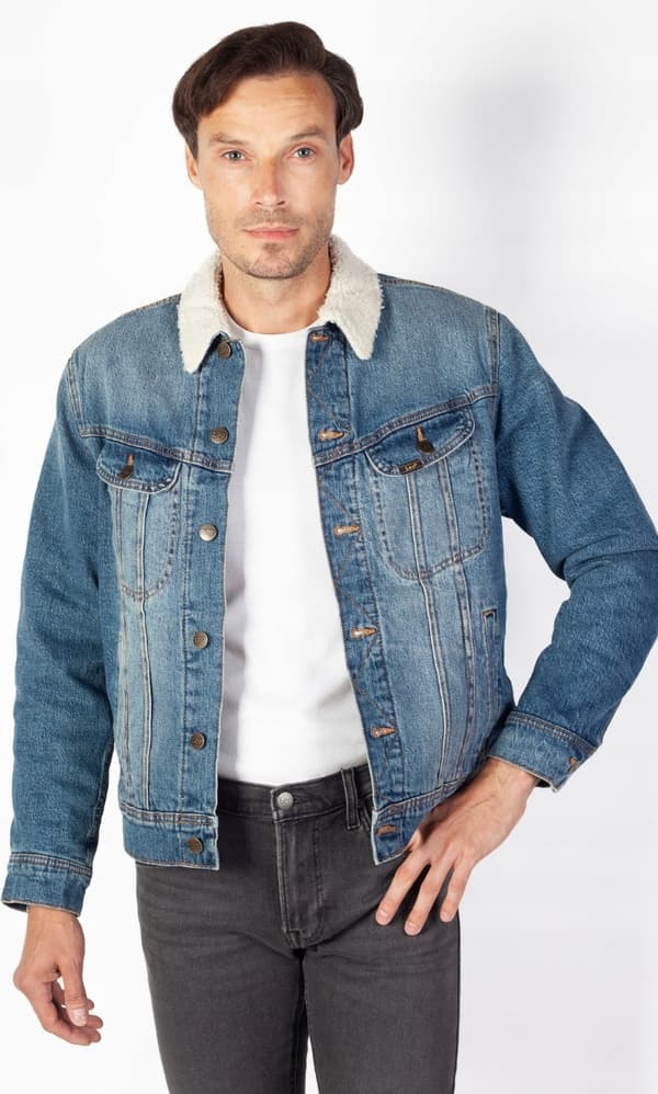 Lee SHERPA JACKET Medium INSULATED KATANA DENIM ON BEAR REGULAR FIT M