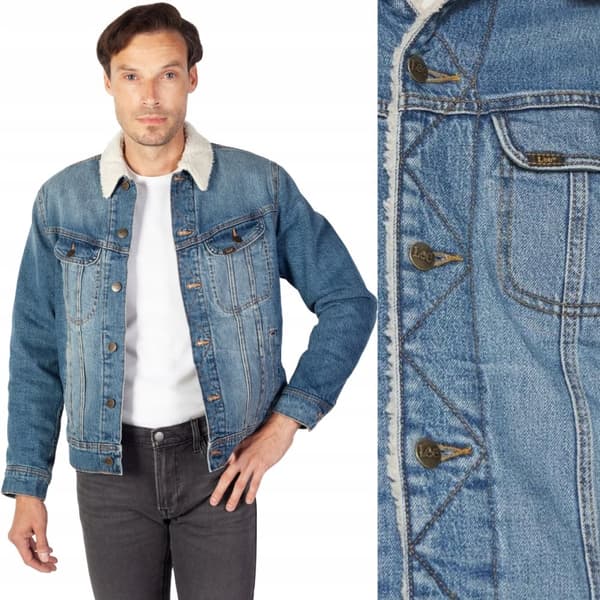 Lee SHERPA JACKET Medium INSULATED KATANA DENIM ON BEAR REGULAR FIT M