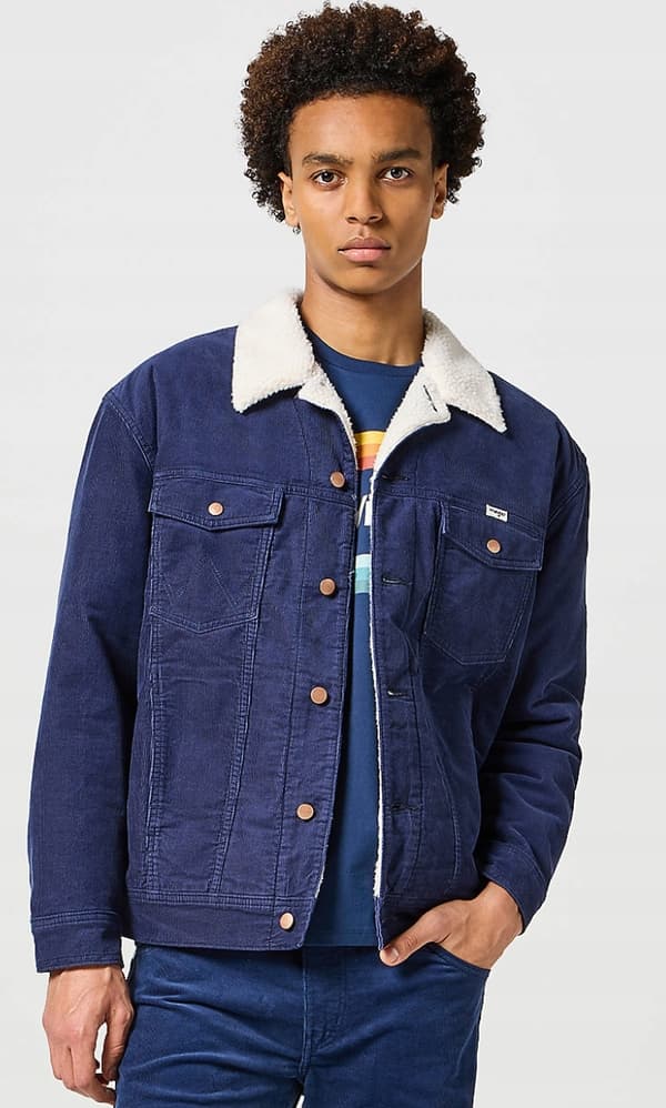 Wrangler SHERPA JAKKE Sort Iris MARINEBLÅ FLODSEL VATTERT KATANA M