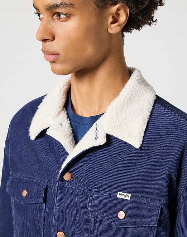 Wrangler SHERPA JAKKE Sort Iris MARINEBLÅ FLODSEL VATTERT KATANA M