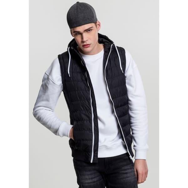 Jacka - URBAN CLASSICS - Bubble Hooded - Svart/Vit - Unisex - Vuxen