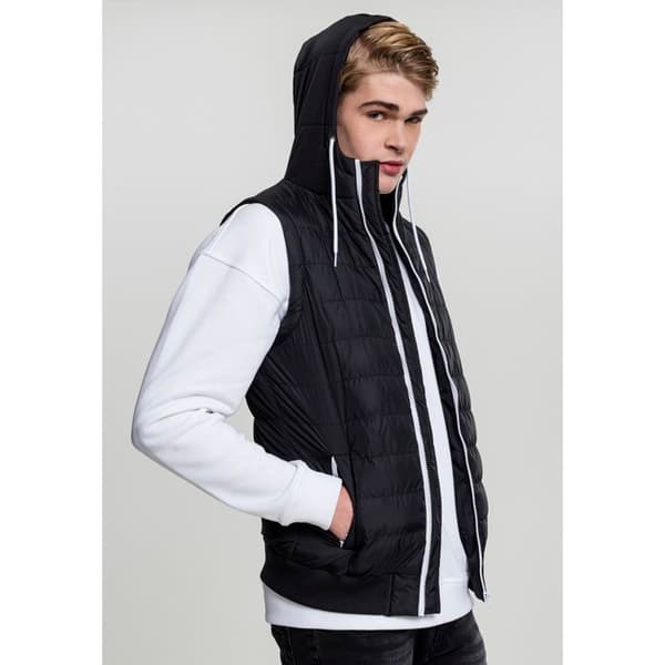 Jacka - URBAN CLASSICS - Bubble Hooded - Svart/Vit - Unisex - Vuxen
