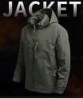 Miniatyrbild 5 av 11: HERRREGNJACKA Softshell KHAKI Vattentät VINDJACKA storlek XL