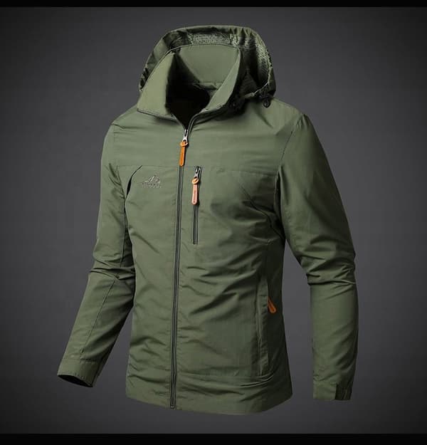 HERRE REGNJAKKE Softshell KHAKI Vandtæt VINDJAKKE størrelse L