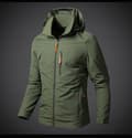Miniatyrbillede 4 af 11: HERRE REGNJAKKE Softshell KHAKI Vandtæt VINDJAKKE størrelse L