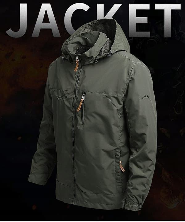 HERRE REGNJAKKE Softshell KHAKI Vandtæt VINDJAKKE størrelse L