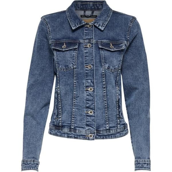 Jeansjacka - ONLY - Dam - Blå - 2 Framlommor - 98% Bomull