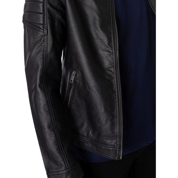 Läderjacka - Jack & Jones - Svart - Bikerfinish - Justerbar nederkant - Tre framfickor