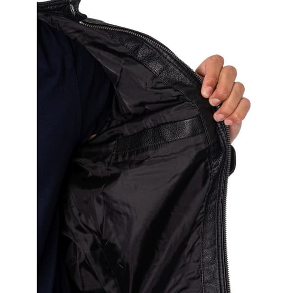 Läderjacka - Jack & Jones - Svart - Bikerfinish - Justerbar nederkant - Tre framfickor