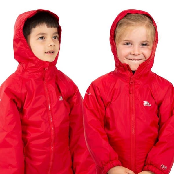 Trespass - UCSURAF20001SGR7/8 - Dripdrop Quiltad regnjacka Röd storlek 6/12 Girl