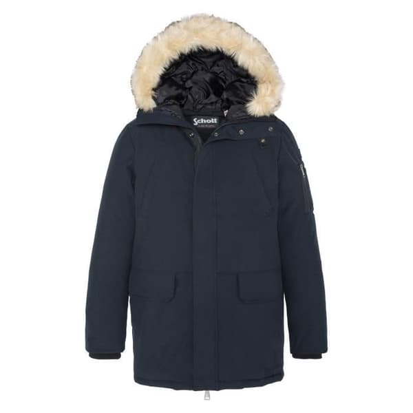 Parka - Schott NYC - Nelson 20 - 100% polyester - Huva med konstpäls - Marinblå