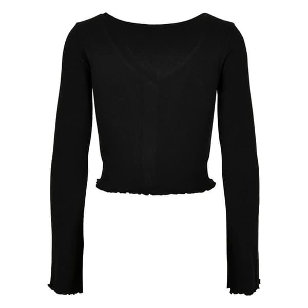 Cardigan dam - Urban Classics - kort rib - V-hals - långa ärmar - stretchigt ribbat tyg