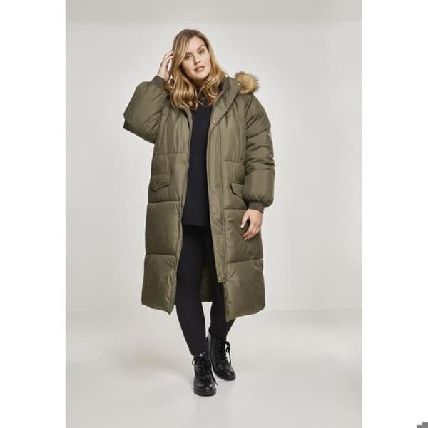 Parka dam - Urban Classics - Fuskpäls Pufferjacka - Lång - Svart - Bekväm och stilren