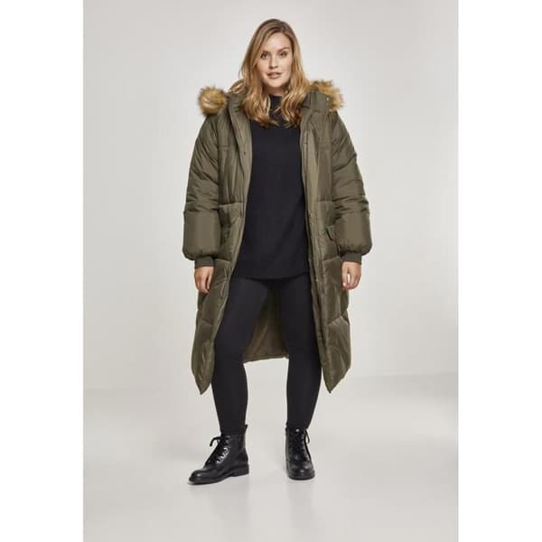 Parka dam - Urban Classics - Fuskpäls Pufferjacka - Lång - Svart - Bekväm och stilren