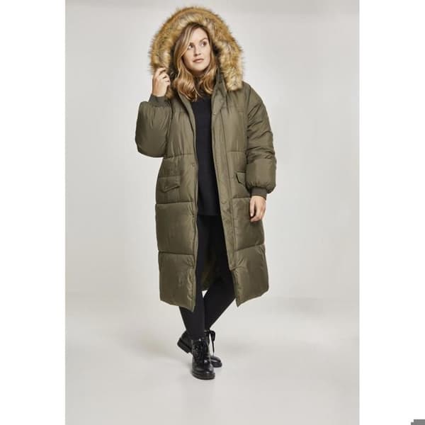 Parka dam - Urban Classics - Fuskpäls Pufferjacka - Lång - Svart - Bekväm och stilren