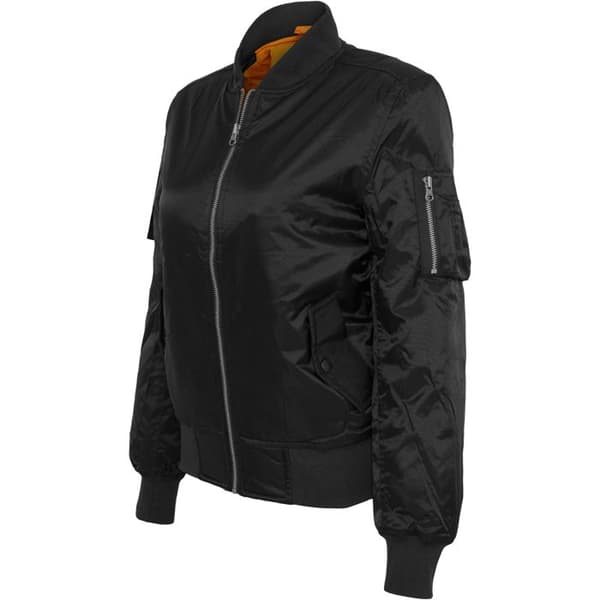 Bomberjacka dam - Urban Classic - Basic - Svart - Zippficka - Orange foder