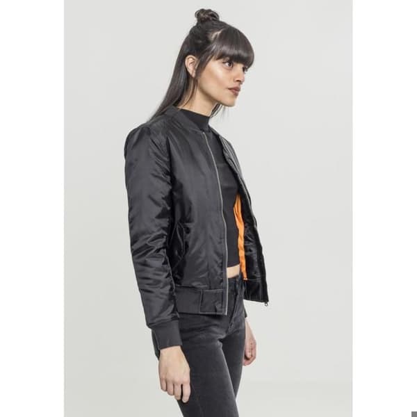 Bomberjacka dam - Urban Classic - Basic - Svart - Zippficka - Orange foder