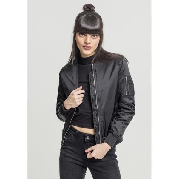 Bomberjacka dam - Urban Classic - Basic - Svart - Zippficka - Orange foder
