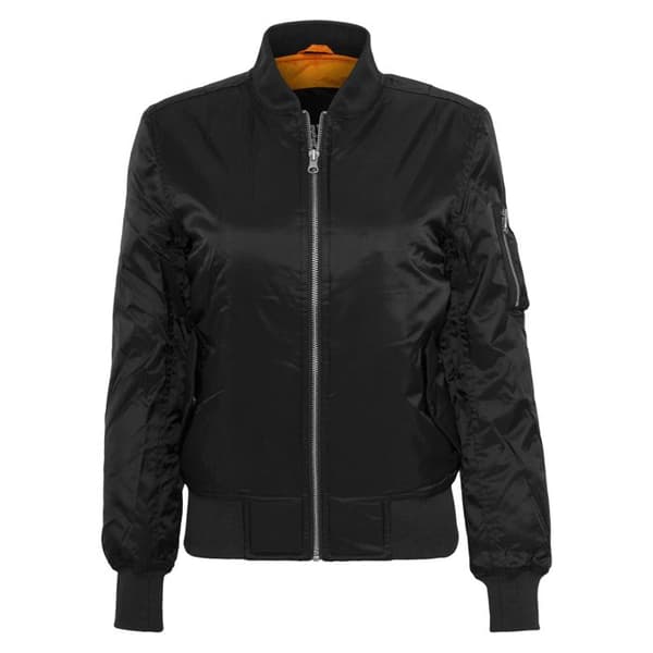 Bomberjacka dam - Urban Classic - Basic - Svart - Zippficka - Orange foder