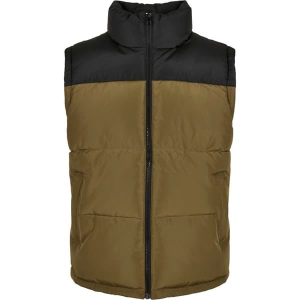 Jacka - Urban Classics - Block Puffer - Svart/Olivegrön - Polyester - Fyllning i Stor Utsträckning