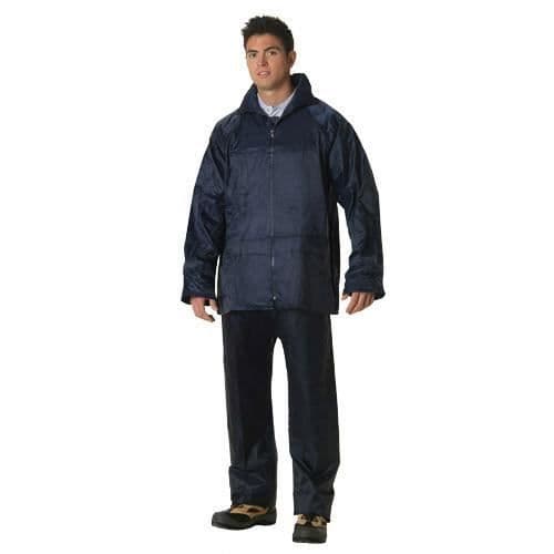 Vattentät dräkt - Nylon - Storlek 7 - Jacka och byxor - Justerbar huva - Ventilation i rygg och axlar
