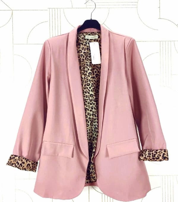 Chic blazer with leopard lining - several colors - one-size 38-42