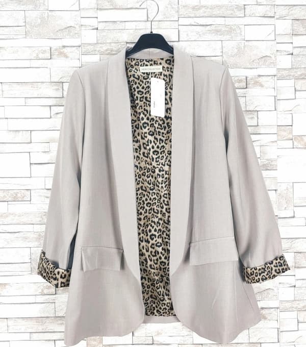 Chic blazer with leopard lining - several colors - one-size 38-42