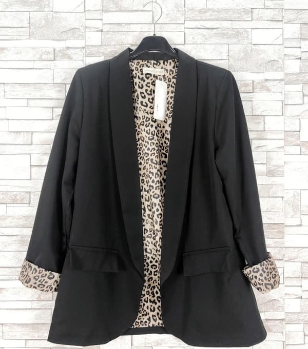 Chic blazer with leopard lining - several colors - one-size 38-42