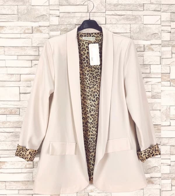 Chic blazer with leopard lining - several colors - one-size 38-42