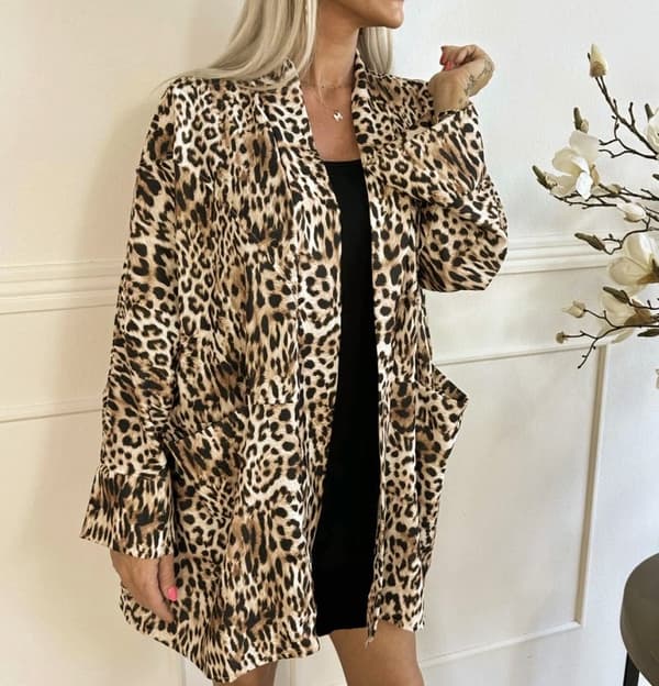 Agélii Fashion - Open thin blazer - leopard print - one-size 38-44