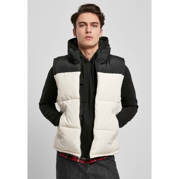 Jacka - Urban Classics - Block Puffer - Svart/Vit - Fyllning - Höga krage