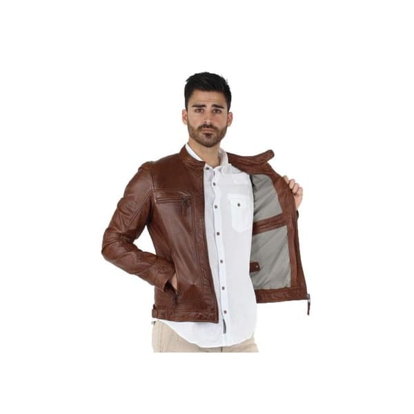 Blouson Oakwood Casey i läder ref 34483 Tabak