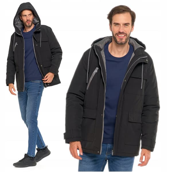 Herrvinterjacka med fickor och huva Varm, modern, bekväm MORAJ XL
